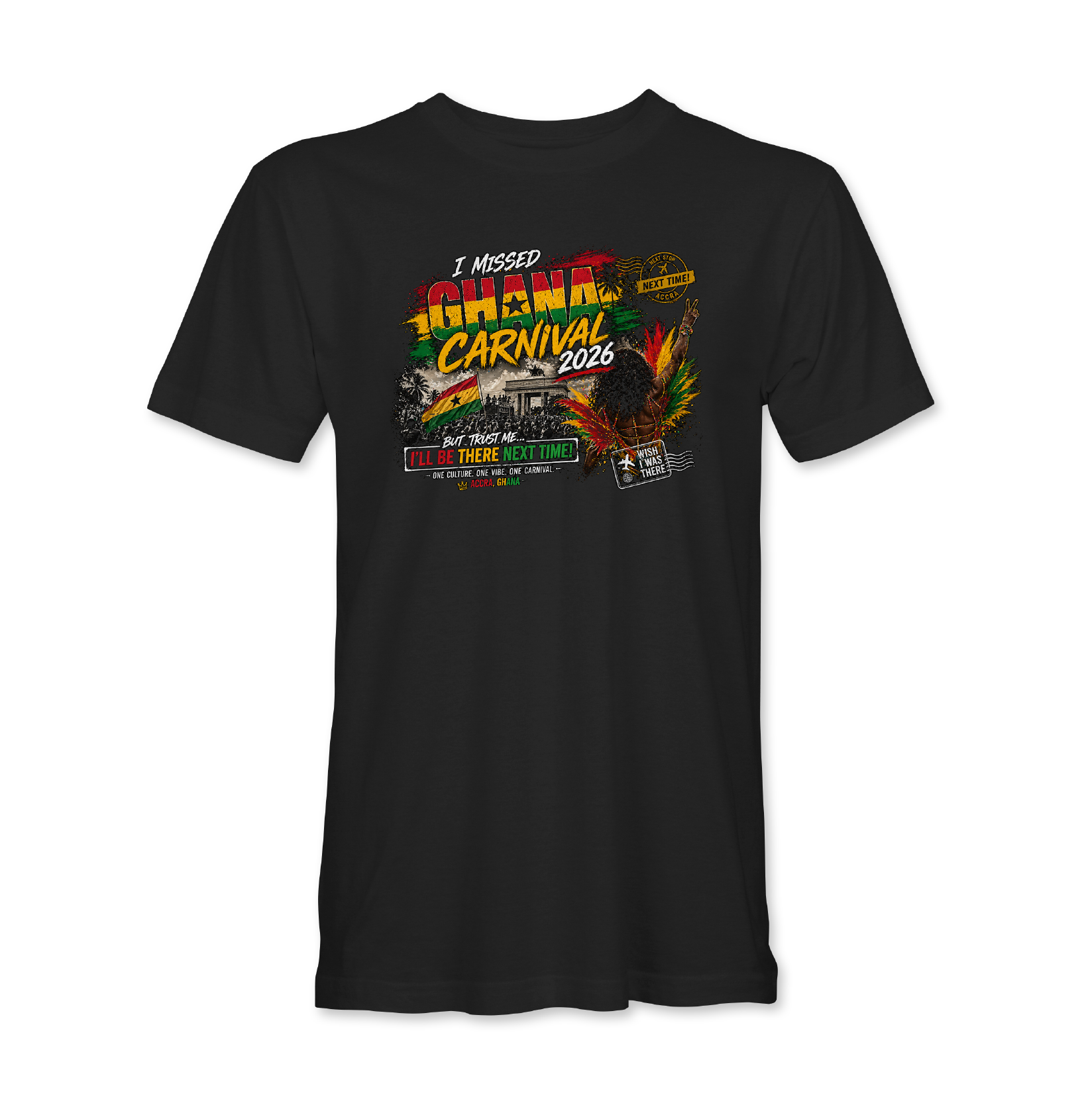 Ghana Carnival 2026 MEN WHITE t-shirt inspired by soca, Afrobeats, and Afro-Caribbean culture