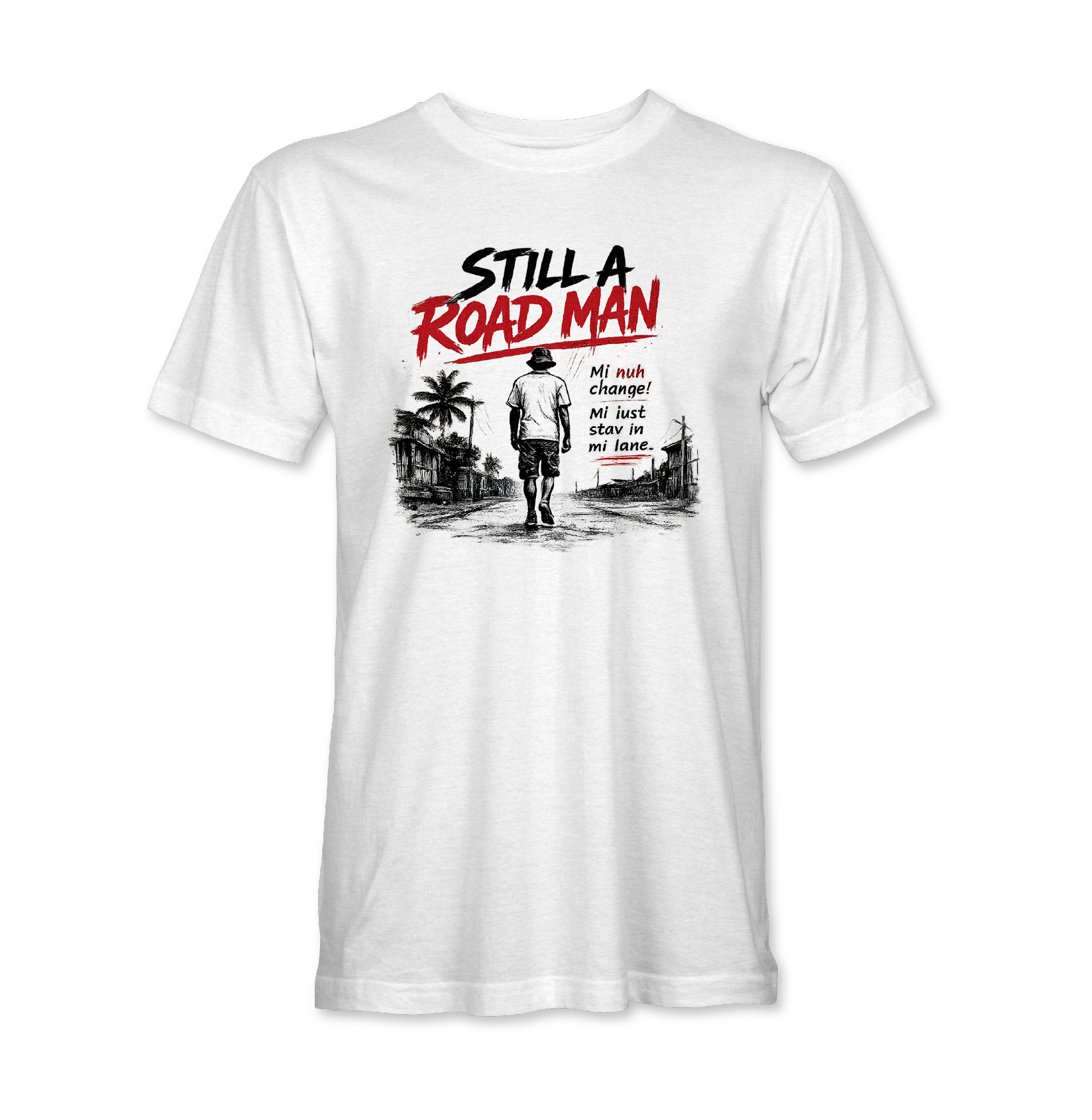 Still A Road Man T-shirt inspired by Bunji Garlin and XplicitMevon soca music
Black Still A Road Man Caribbean streetwear tshirt for Trinidad Carnival and fetes
White Still A Road Man soca tshirt inspired by Caribbean road culture
Bunji Garlin inspired Still A Road Man graphic tee for soca music lovers
Trinidad Carnival streetwear tshirt inspired by Still A Road Man song
Caribbean fete outfit tshirt inspired by Bunji Garlin and XplicitMevo