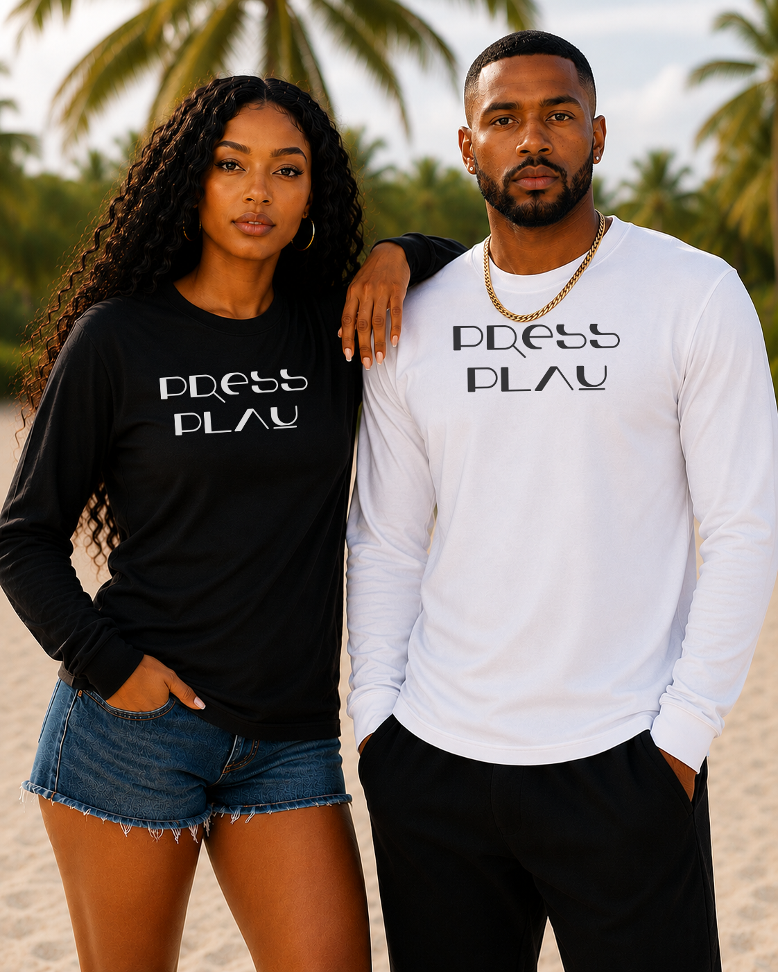 Press Play Unisex Long Sleeve Graphic T-Shirt