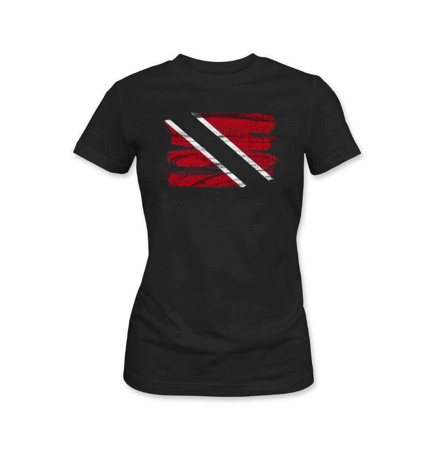 Repping Trinidad & Tobago flag on black T-shirt women