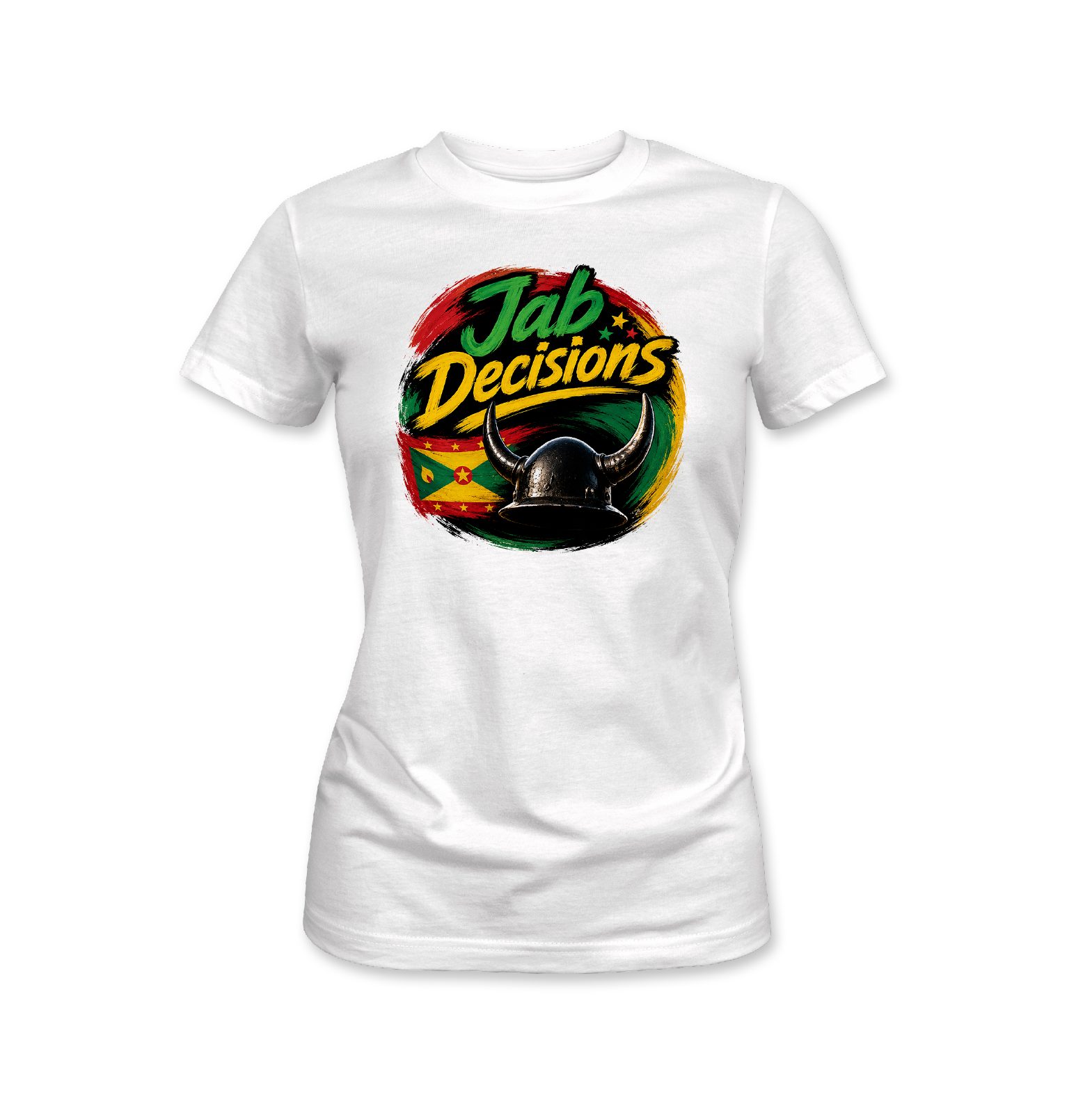 Grenada Jab Jab carnival t-shirt design with traditional horned Jab helmet and Grenadian colors Jab Decisions
EV'ghn, Terra D Governor, Kay Frass