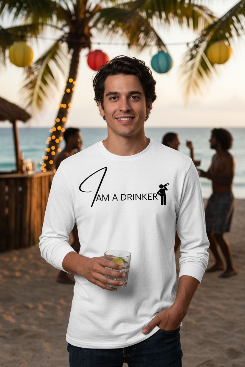I Am a Drinker Male White Long Sleeve