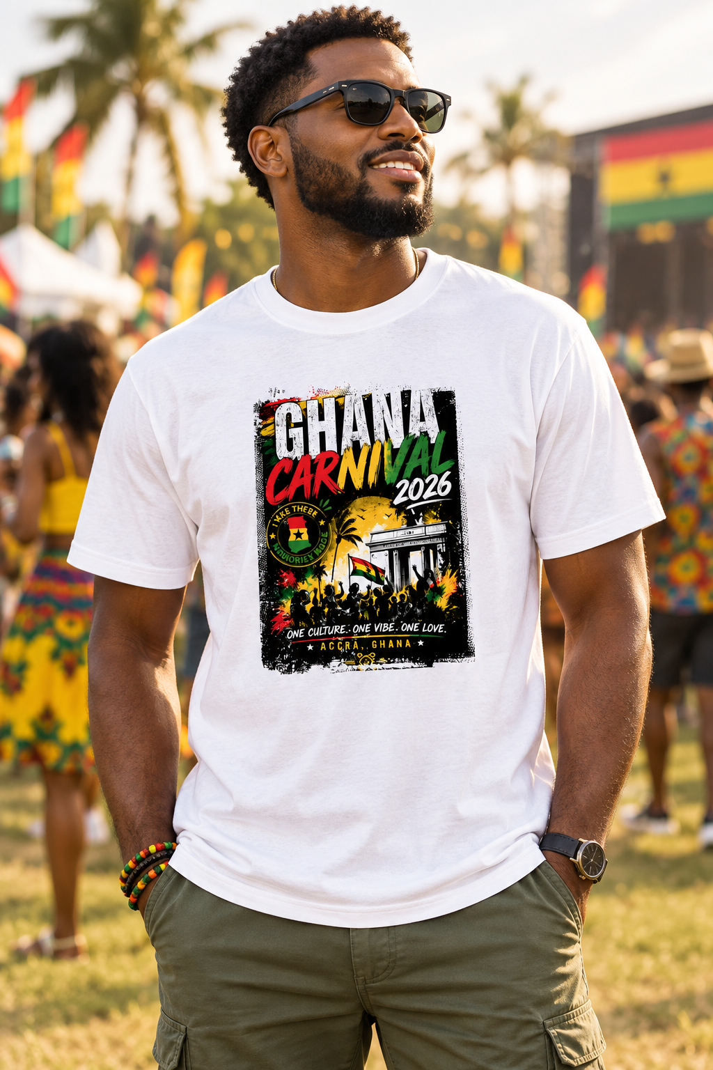 White Ghana Carnival shirt lifestyle photo
