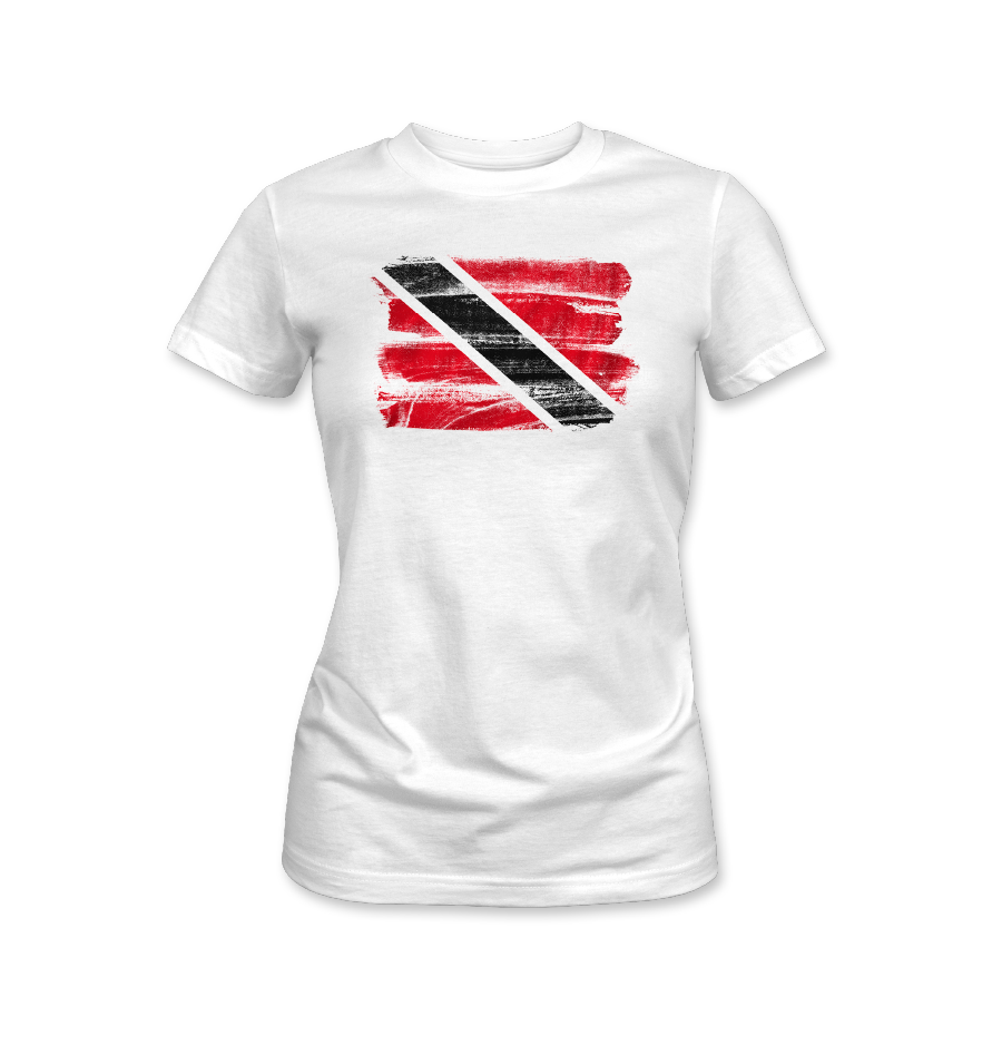 Repping Trinidad & Tobago flag on white T-shirt female