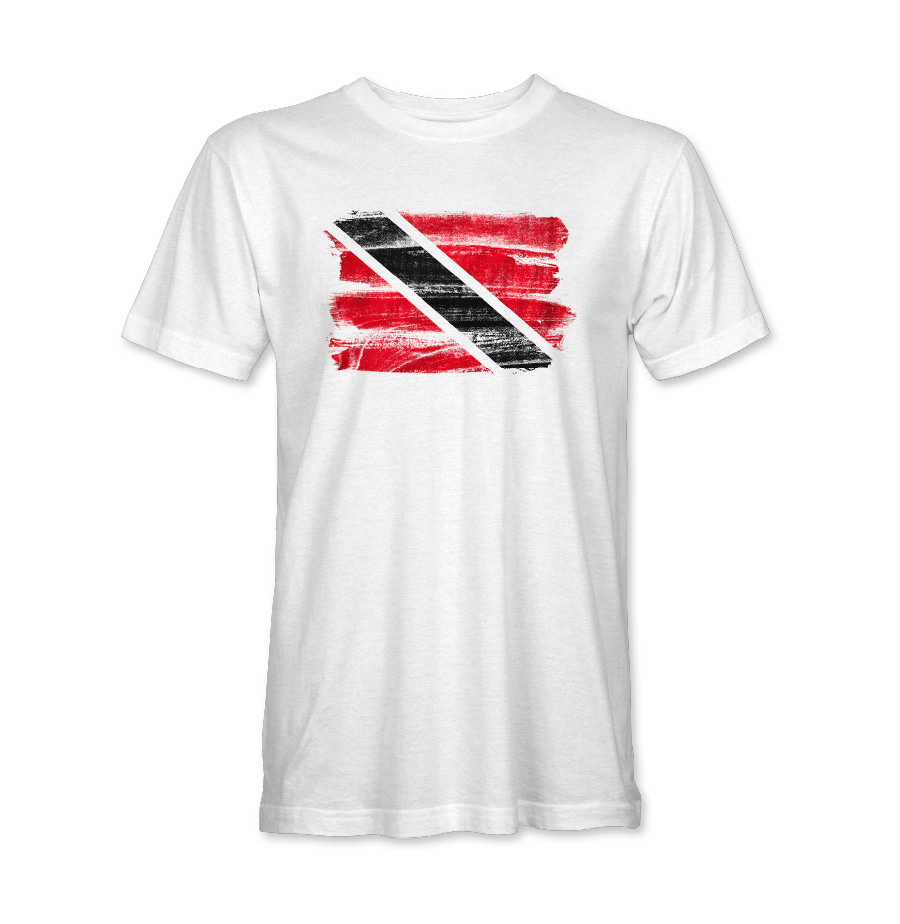 Repping Trinidad & Tobago flag on white T-shirt men